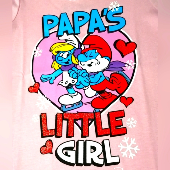 🔥SALE🔥 The Smurfs"Papa's Little Girl" Long Sleeved T-shirt NWT Sizes 3T & 4T - Picture 2 of 5